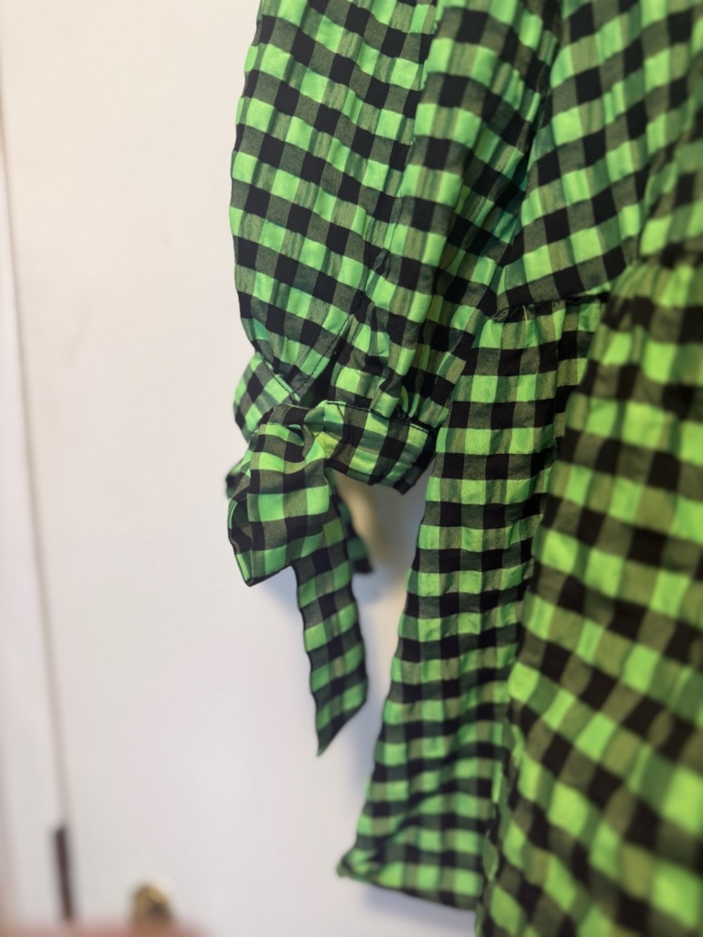 Top shop Gingham Peplum Blouse, puff sleeves, size 4 small - Picture 5 of 10